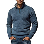 Herren nan grobgestrickter Strickpullover mit halbem Reißverschluss und hohem Stehkragen R&B