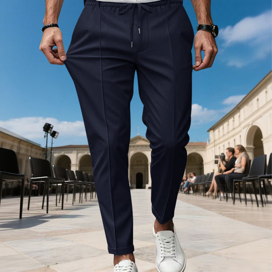 Herren moderne Chinohose mit bequemem elastischem Bund und praktischen Seitentaschen R&B
