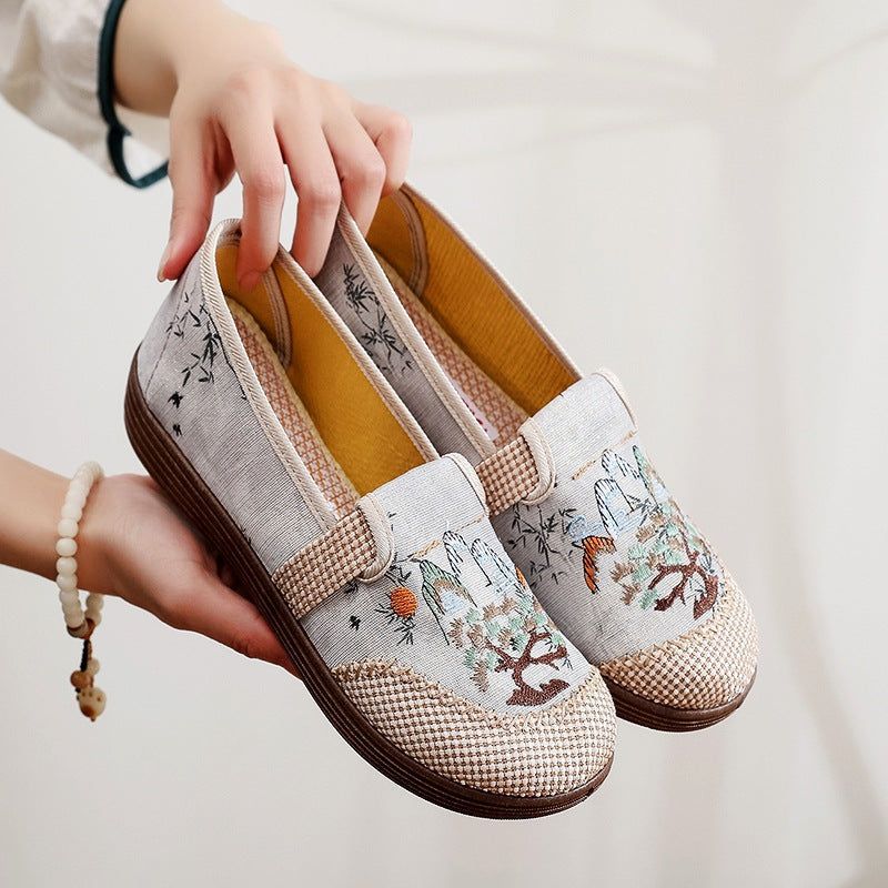 Damen bequeme Mokassins mit handgefertigtem Blumenmuster