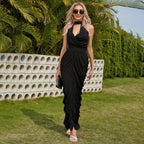 Damen Elegantes Maxikleid mit raffinierten Drapierungen und schickem Halter-Ausschnitt R&B