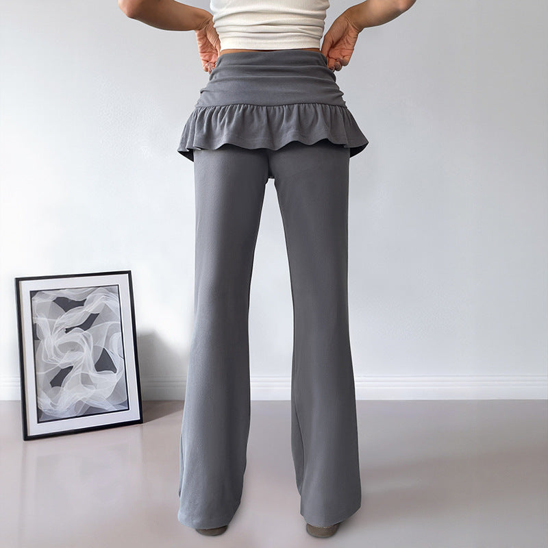 Damen Hochwertige Flared Hose mit Rüschendetails R&B