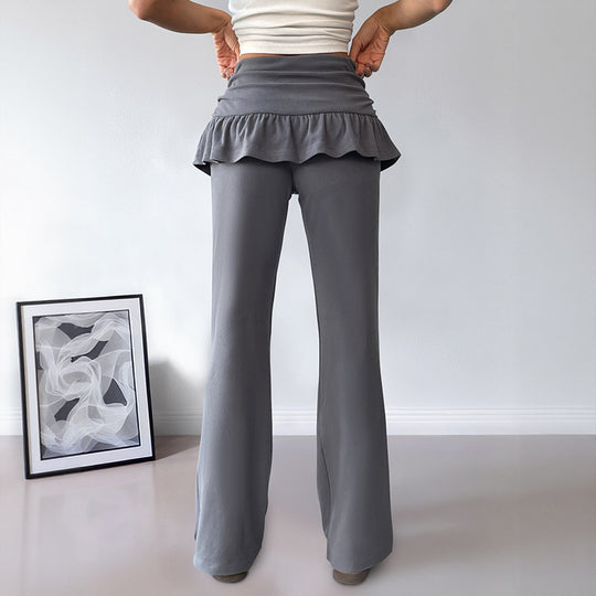 Damen Hochwertige Flared Hose mit Rüschendetails R&B