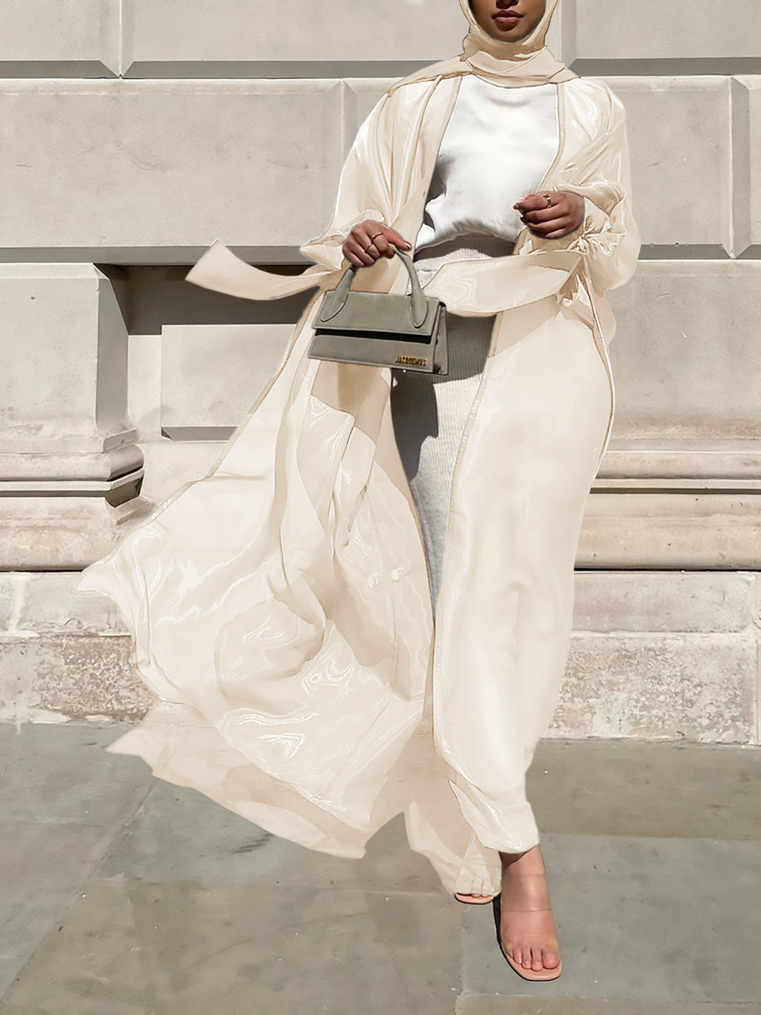 Damen Luftige Kimono-Jacke mit filigranem Design und weiten Ärmeln R&B