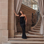 Damen Langärmliges Abendkleid mit strukturiertem Oberteil und elegantem Rüschenbund R&B