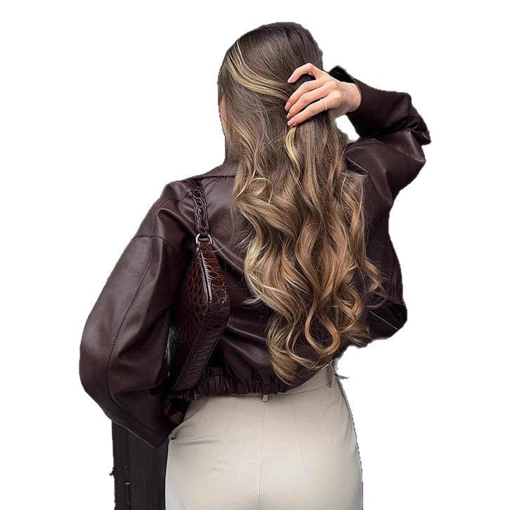 Damen cropped jacke mit robustem Kragen und praktischen Taschen R&B