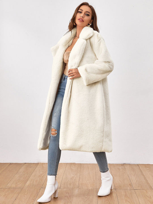 Damen Flauschiger Longblazer aus Kunstfell R&B