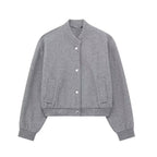 Damen modische Sweatjacke im sportlichen Stil mit Knopfleiste R&B