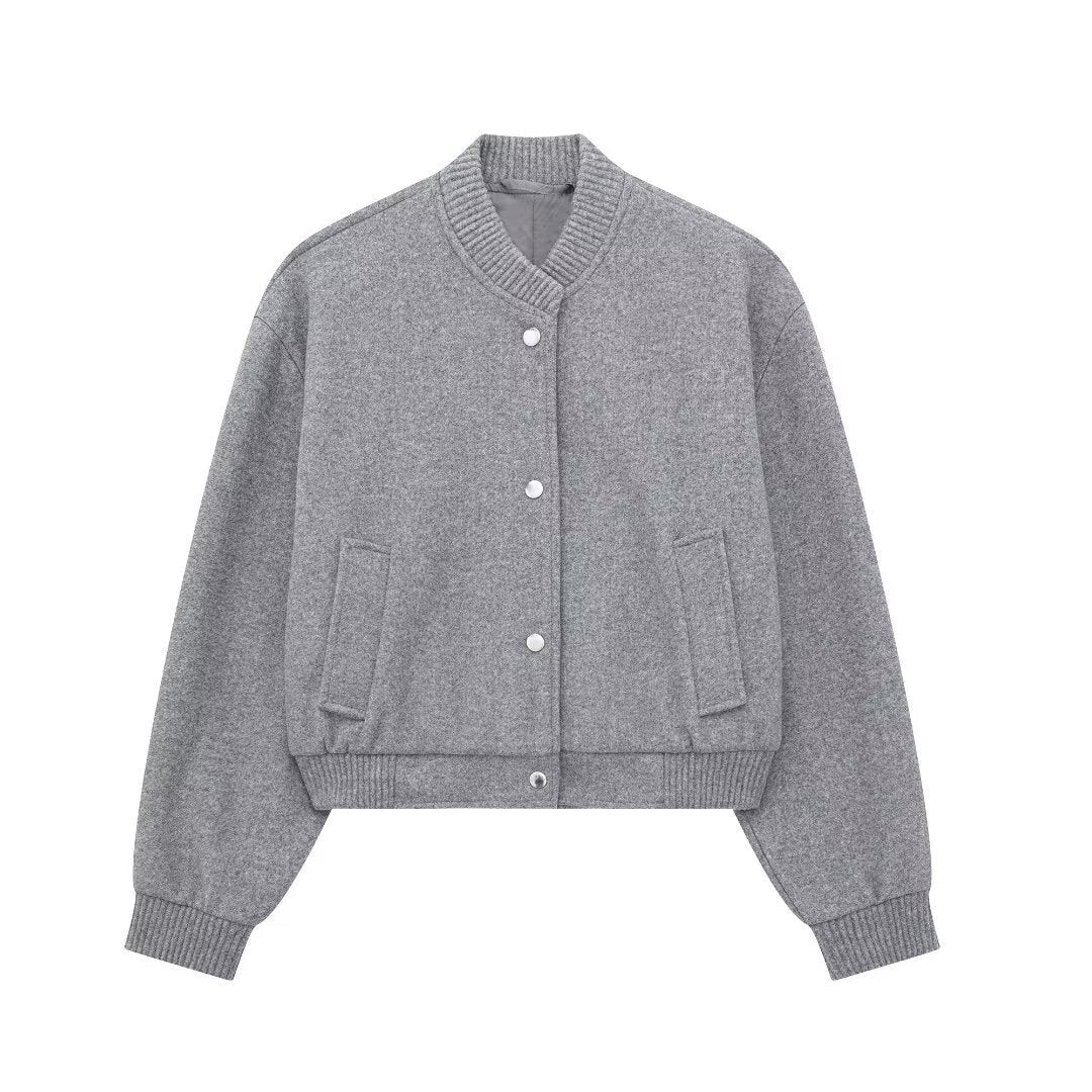 Damen modische Sweatjacke im sportlichen Stil mit Knopfleiste R&B