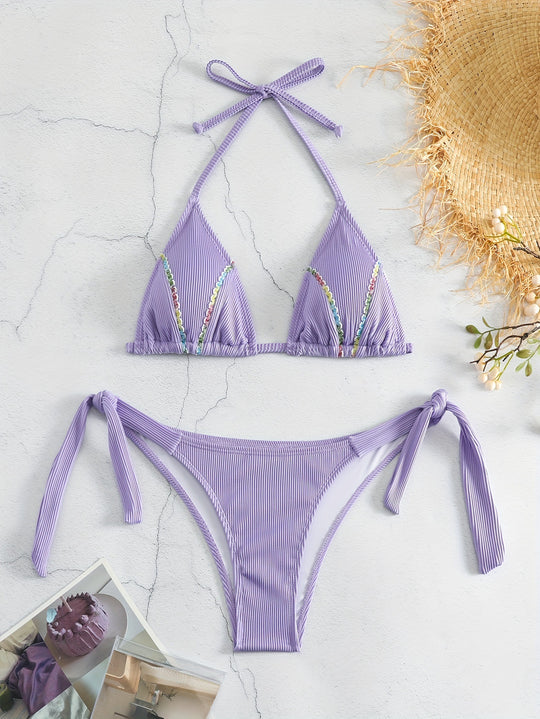 Damen Triangel-Bikini mit verspielten Bändern R&B