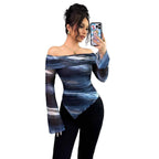 Damen Elegante und figurbetonte Bluse mit Off-Shoulder-Design R&B