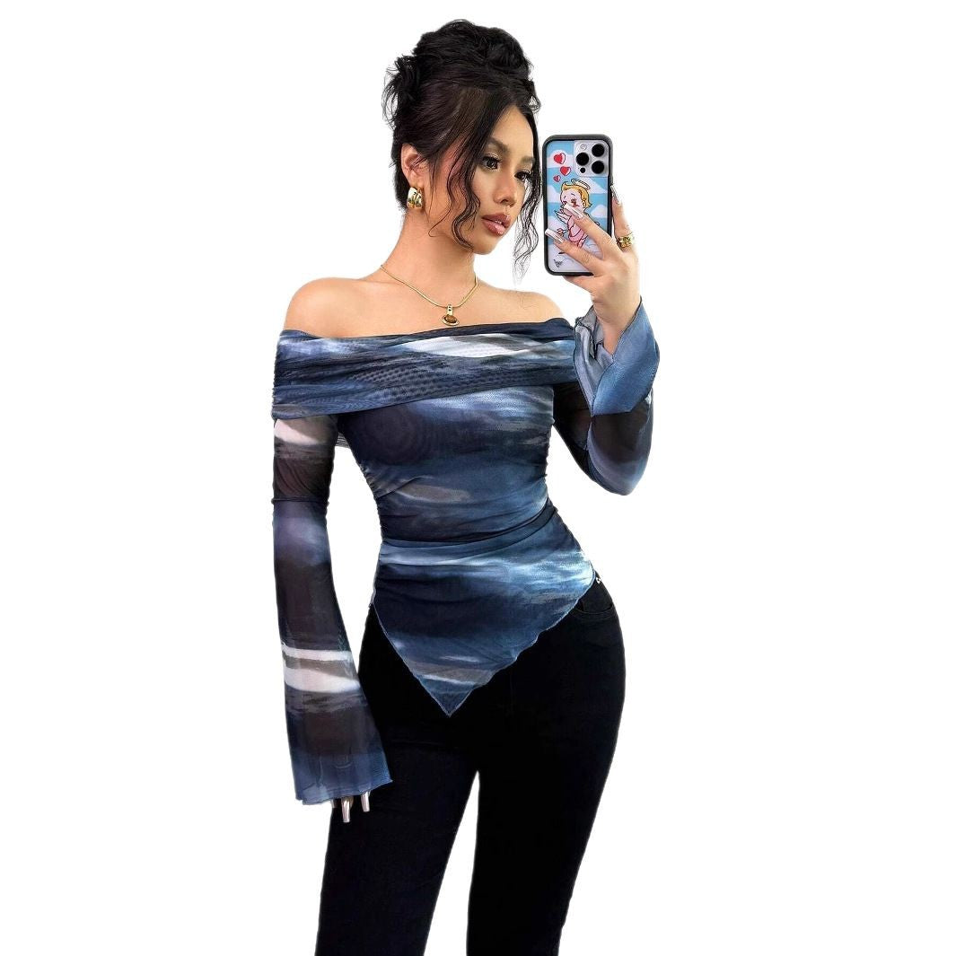 Damen Elegante und figurbetonte Bluse mit Off-Shoulder-Design R&B