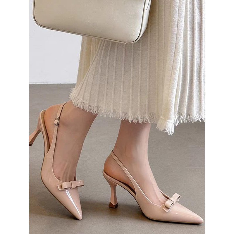 Damen spitze Slingback-Pumps mit eleganter Schleifenverzierung R&B