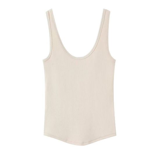 Damen hochwertiges Rippen-Top mit elegantem Rundhals und bequemer Passform R&B