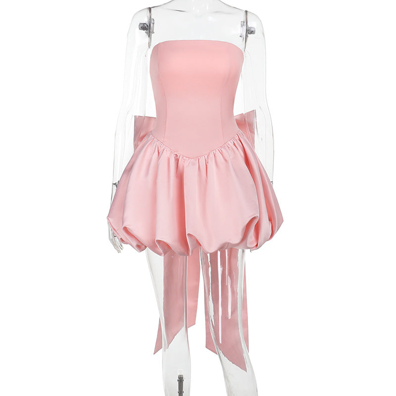 Damen schulterfreies Cocktailkleid mit voluminösem Rock R&B