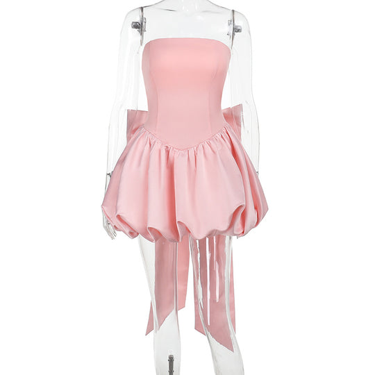 Damen schulterfreies Cocktailkleid mit voluminösem Rock R&B