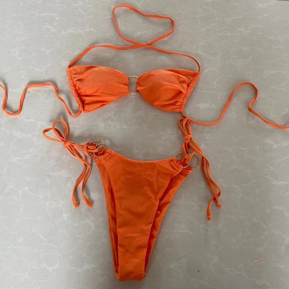 Damen Bandeau-Bikini mit goldenen Akzenten R&B