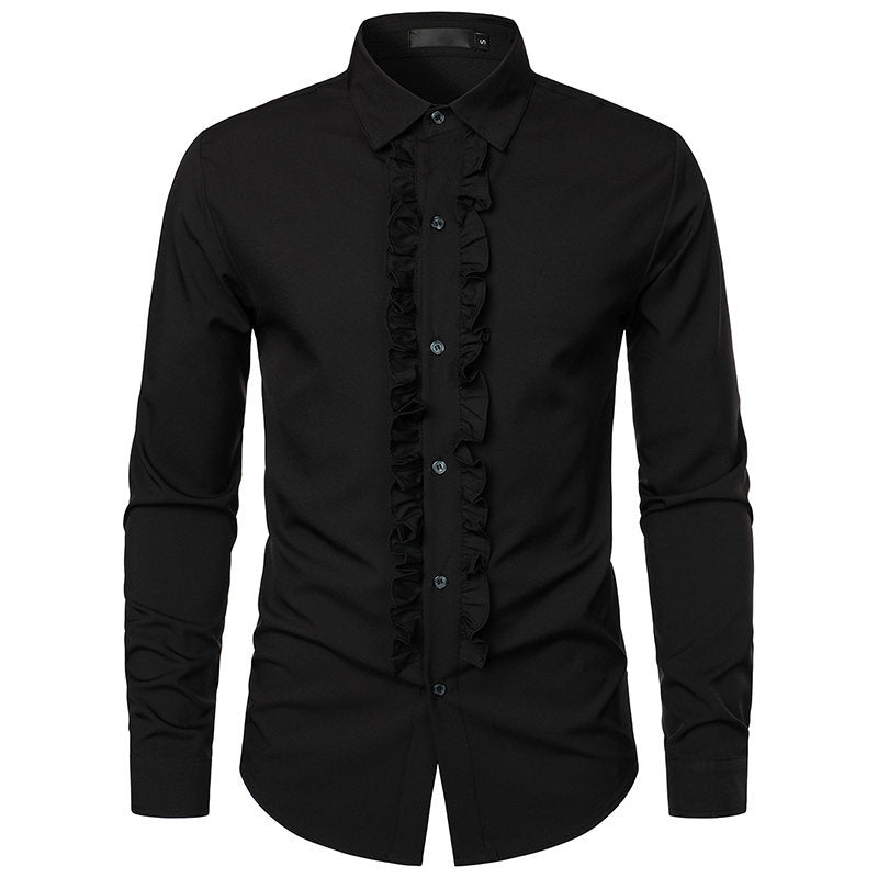 Herren elegantes Rüschenhemd mit modernem Schnitt R&B