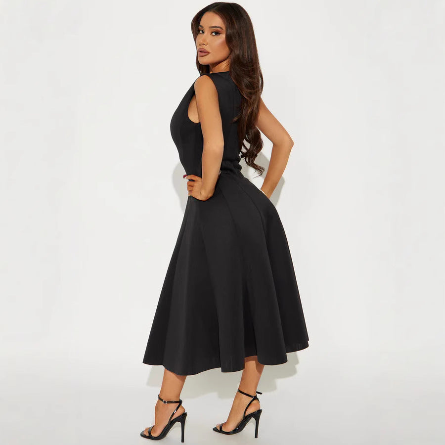 Damen Elegantes zeitloses Cocktailkleid mit schwingendem Rock und minimalistischer Silhouette R&B