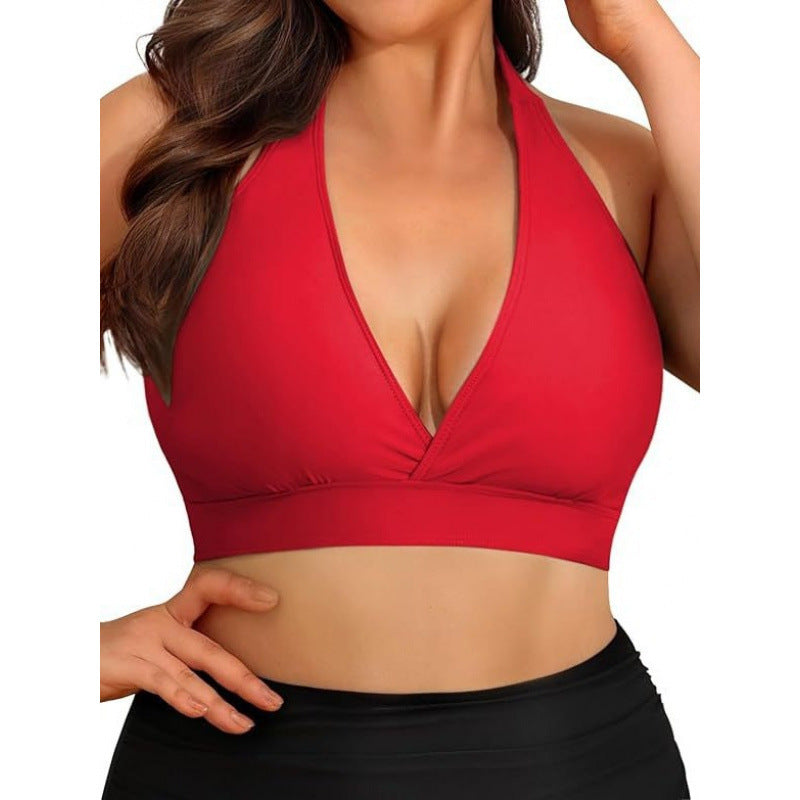 Damen Triangel-Bikini-Oberteil mit tiefem V-Ausschnitt und verstellbaren Trägern R&B