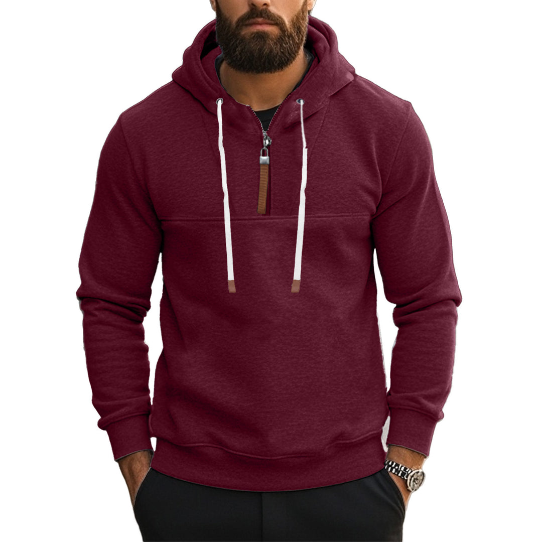 Herren Sportlicher Kapuzenpullover mit halbem Reißverschluss und Kordelzug R&B