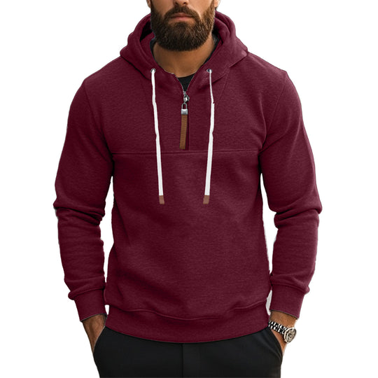 Herren Sportlicher Kapuzenpullover mit halbem Reißverschluss und Kordelzug R&B