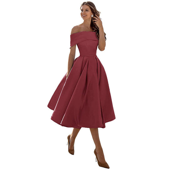R&B | Legere Mode Satin Cocktailkleid Ohne Träger