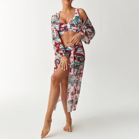 Damen Bikiniset mit transparentem Strandüberwurf R&B