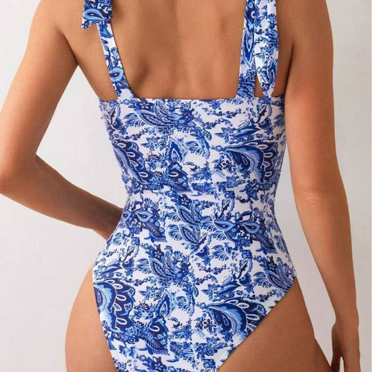 Damen Einteiliger Badeanzug mit verstellbaren Trägern und floralem Design R&B