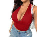 Damen Crop-Top mit tiefem V-Ausschnitt und tailliertem Schnitt R&B
