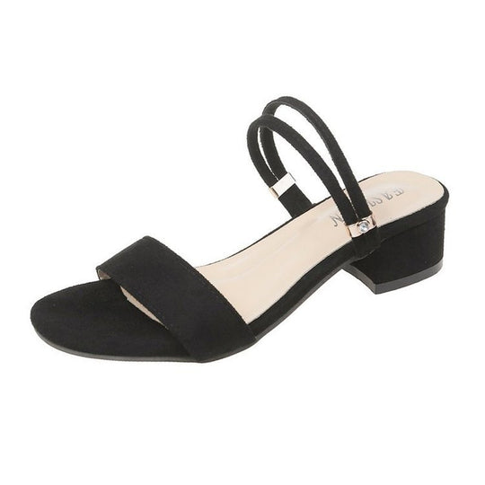 Damen elegante Sandaletten mit modischem Blockabsatz und geschwungenen Riemen R&B