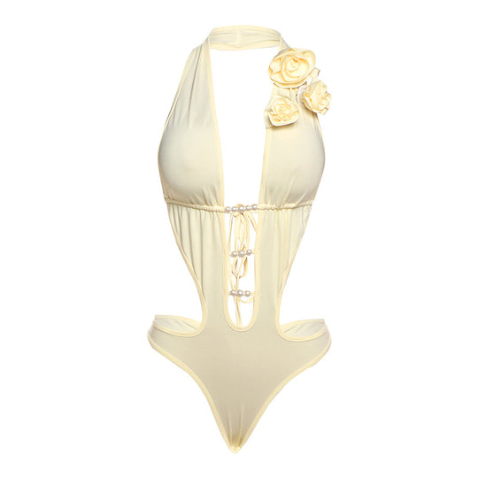 Damen Eleganter Badeanzug mit herausragendem Cut-Out-Design und floralem Akzent R&B