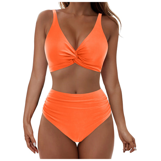 Damen Hochtailliertes Bikini-Set mit elegantem Wickeloberteil R&B