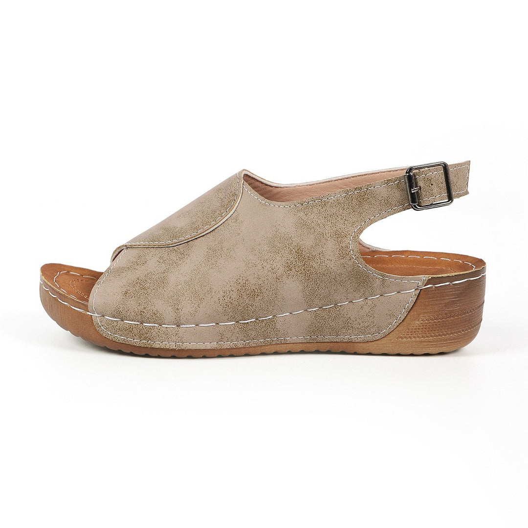 Damen Plateau-Sandalen mit offener Zehenpartie und elastischem Riemen R&B