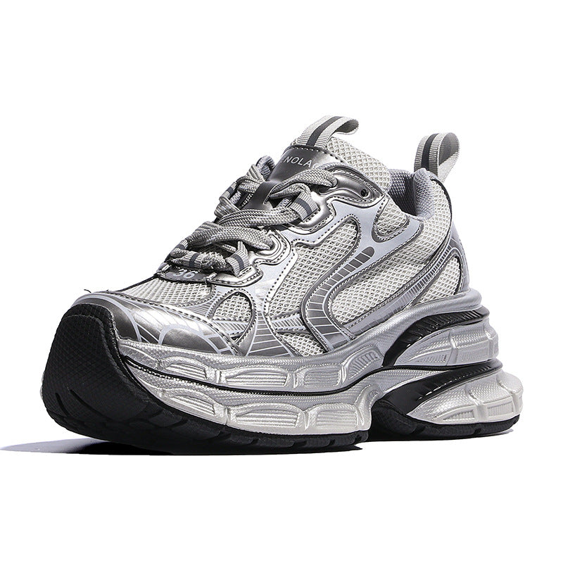 Damen Sportliche Chunky Sneakers mit reflektierenden Oberflächen und optimaler Dämpfung R&B