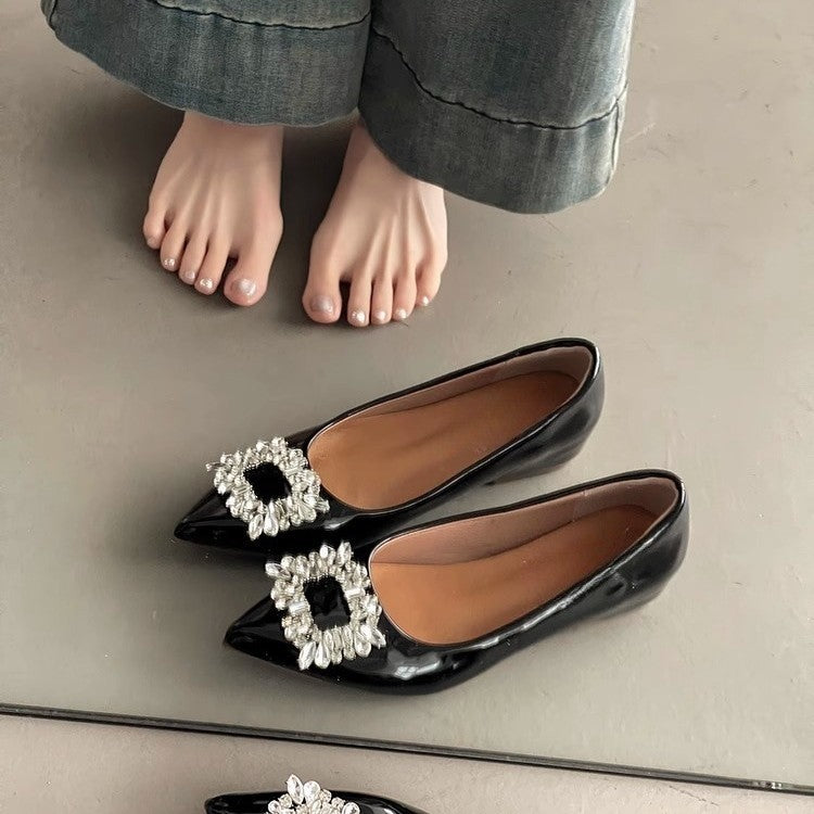 Damen elegante Ballerina-Schuhe mit funkelnder Strass-Applikation R&B