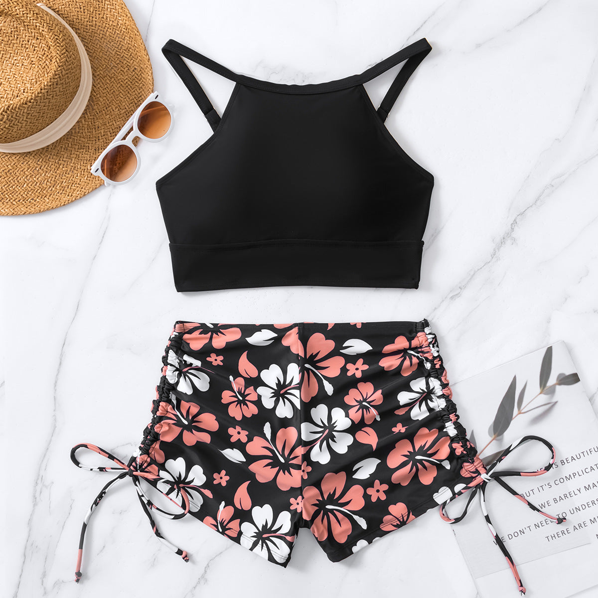Damen Sport-Bikini-Set mit trendigem Crop-Top und modischen Shorts R&B