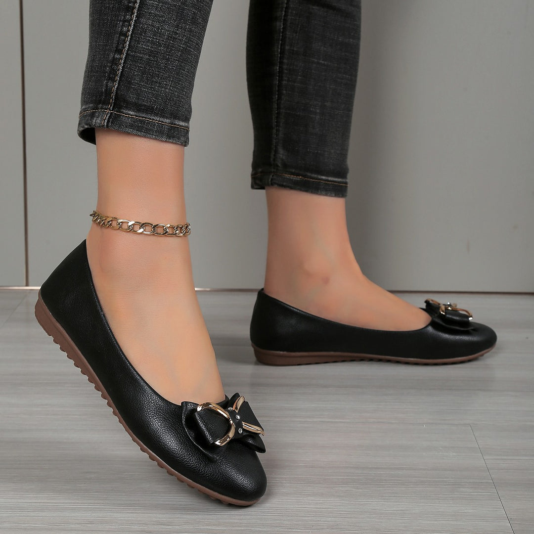 Damen Ballerinas mit funkelnder Schleifenapplikation und rutschfester Sohle R&B