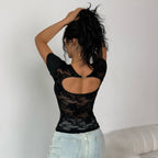 Damen figurbetontes T-Shirt mit elegantem Rückendetail R&B