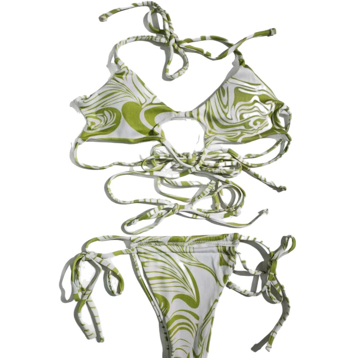 Damen Bikini mit Schlitzdesign und floralen Mustern R&B