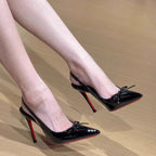 Damen Slingback-Pumps mit zierlicher Schleifenapplikation R&B