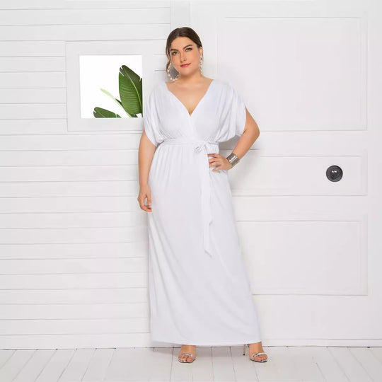 Damen Maxikleid mit raffiniertem Wickeldesign R&B