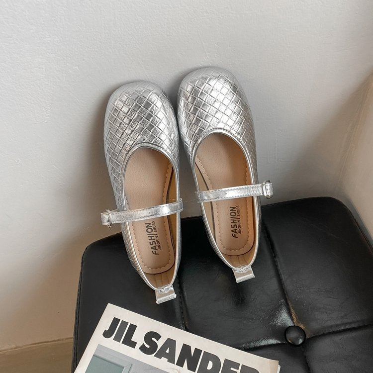 Damen Ballerinas mit stylishem Riemen und glänzender Oberfläche R&B