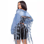 Damen Denimjacke mit einzigartigem Knoten-Detail und lässigem Schnitt R&B