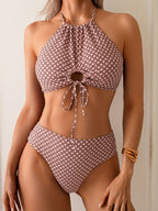Damen Hochtailliertes Bikini-Set mit dekorativem Ausschnitt R&B