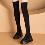 Damen Überknee-Stiefel mit modischem Blockabsatz R&B