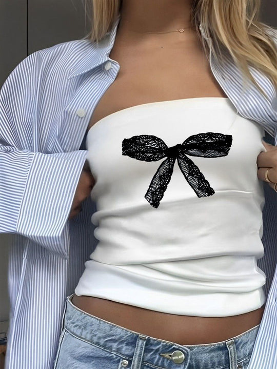 Damen Bandeau-Top mit auffälligem Statement-Aufdruck R&B