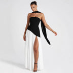 Damen Hochwertiges Abendkleid mit asymmetrischem Schnitt und elegantem Schlitz R&B