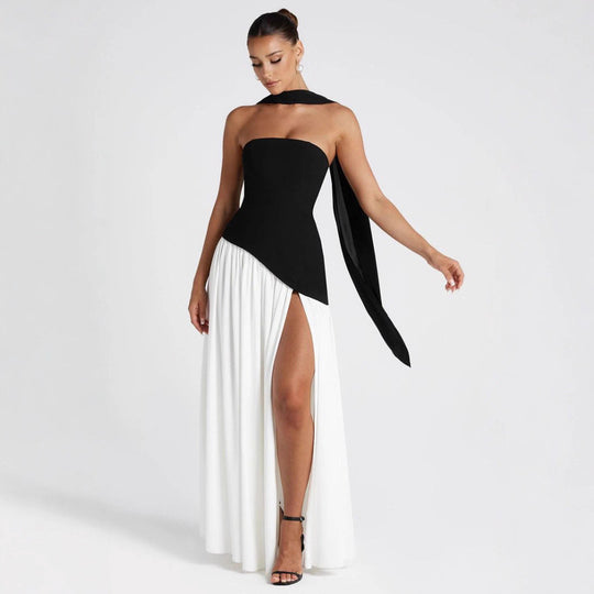 Damen Hochwertiges Abendkleid mit asymmetrischem Schnitt und elegantem Schlitz R&B