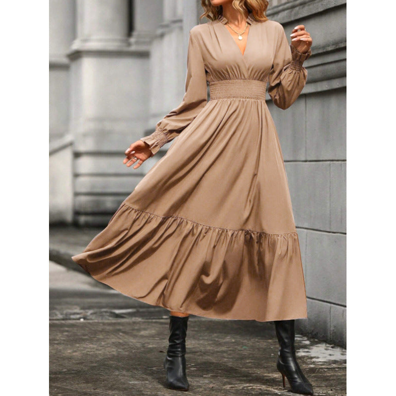 Damen Maxikleid mit schwingendem Rock und elastischem Tailleneinsatz R&B
