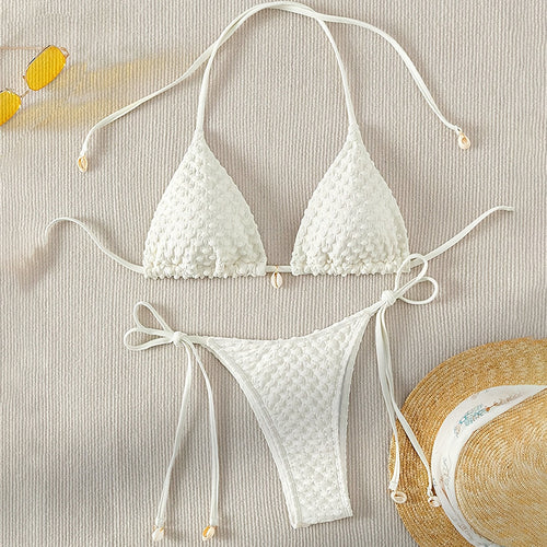 Damen Triangel-Bikini-Set mit dekorativem Bindeband R&B